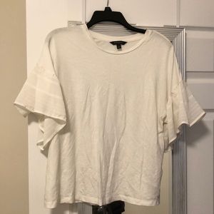 Banana Republic White Top With Ruffled Sleeves